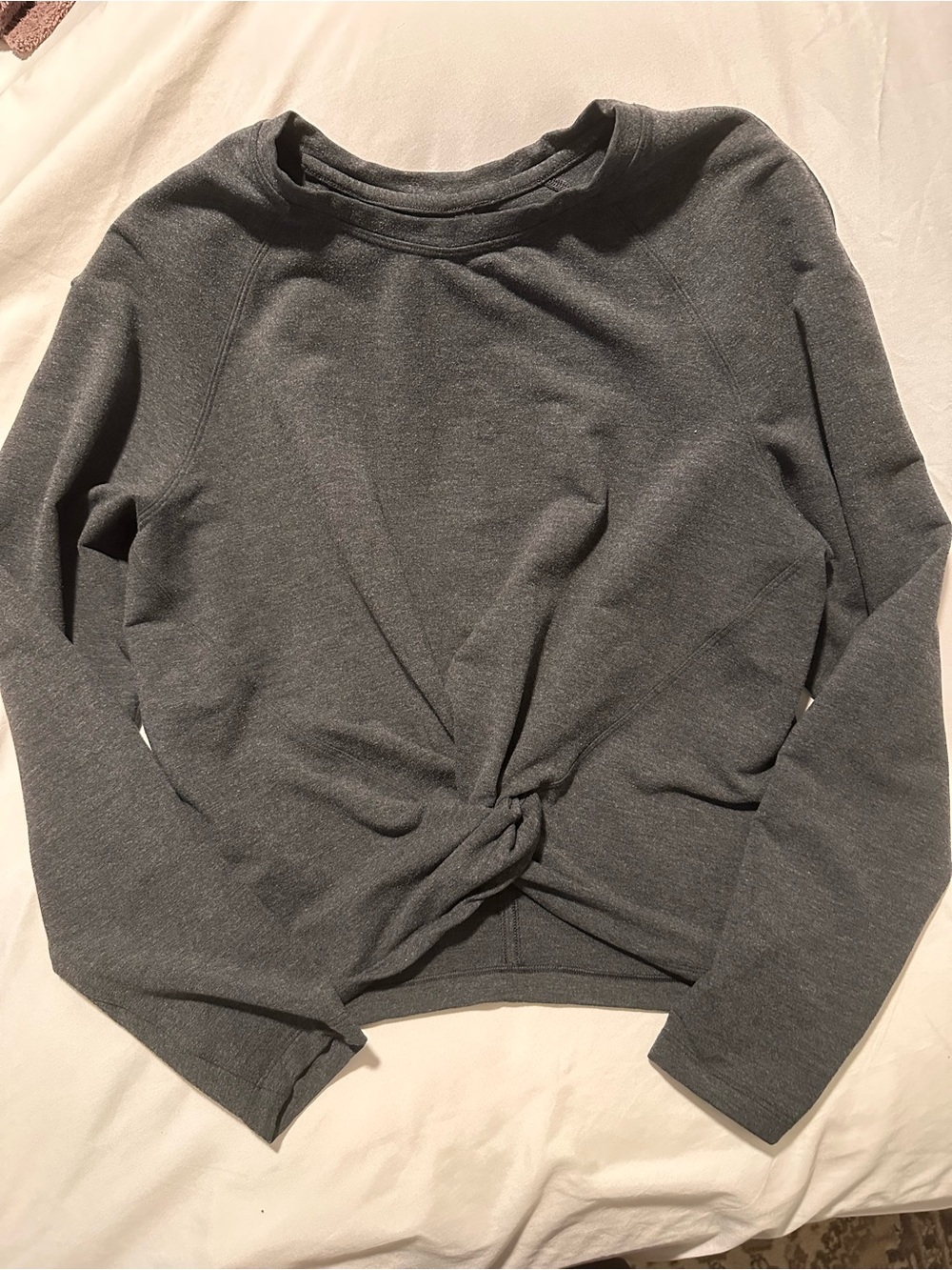lululemon athletica Gray Twist-Front Long Sleeve Top